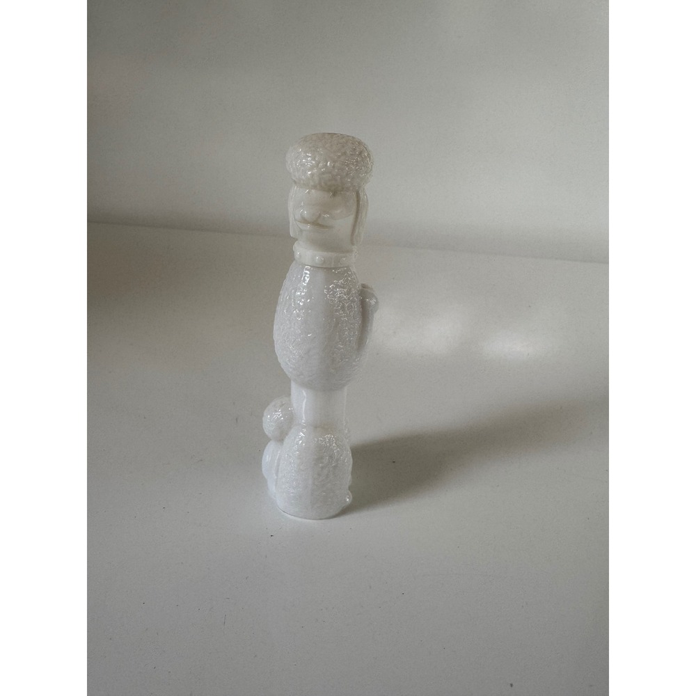 Vintage Avon White Milk Glass Poodle Decanter Heres My Heart Cologne Bottle 1oz